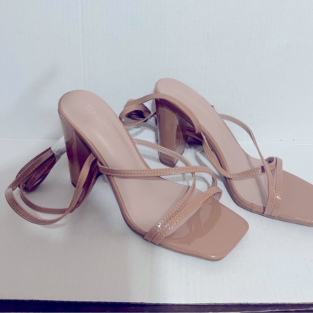 TOP Moda Brown Strappy Block Heels